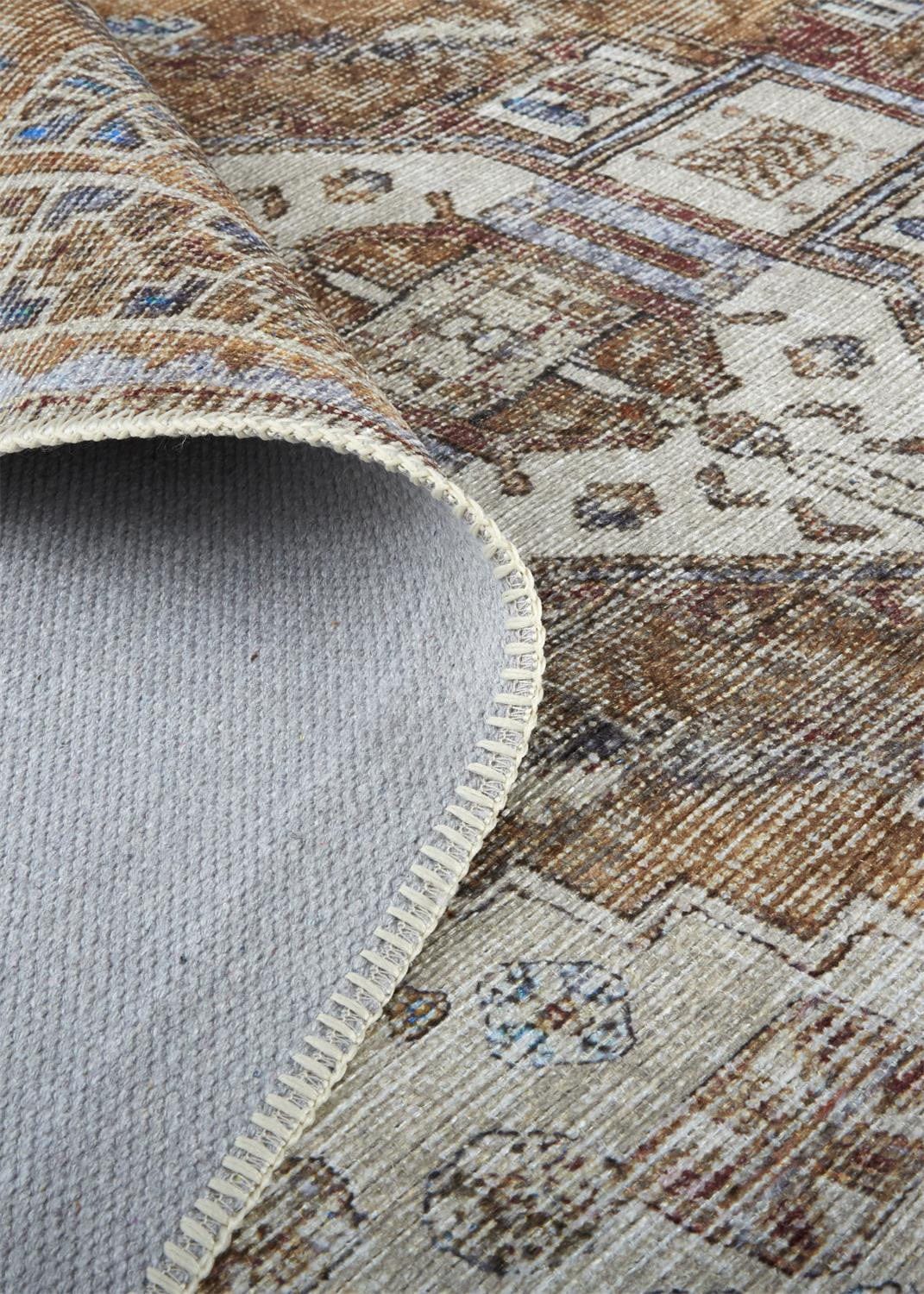 2' X 3' Ivory Orange And Brown Abstract Area Rug