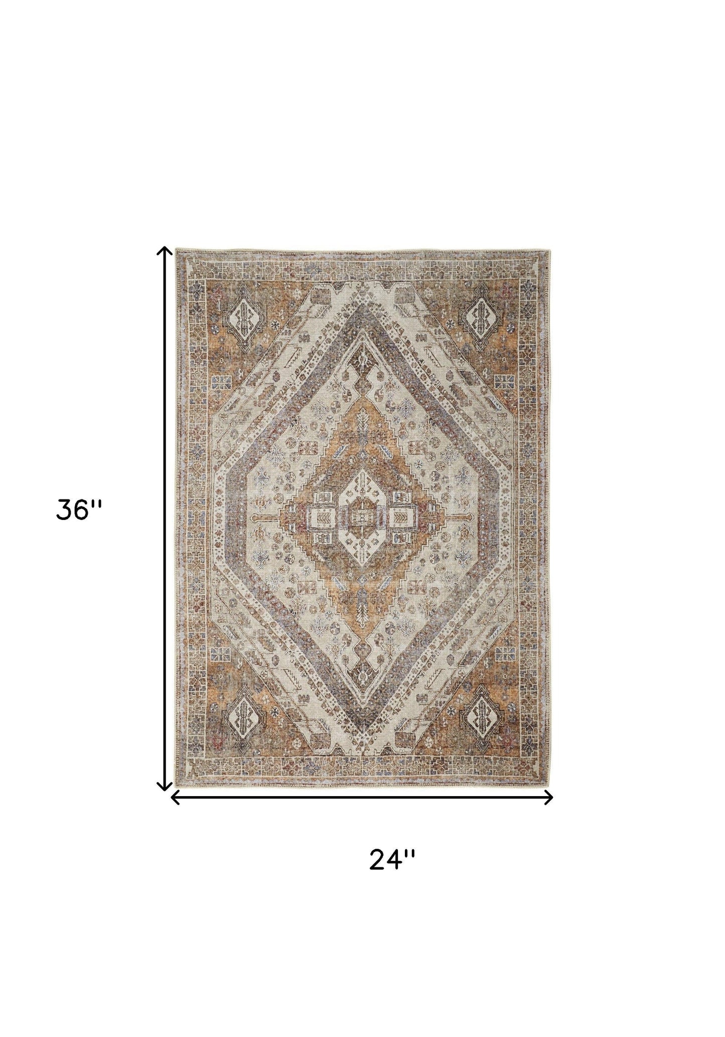 2' X 3' Ivory Orange And Brown Abstract Area Rug