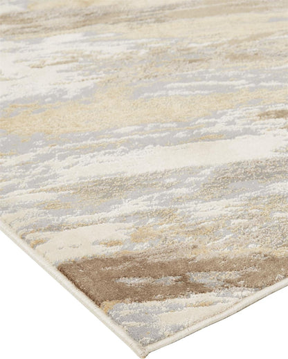 2' X 3' Ivory Tan And Brown Abstract Area Rug