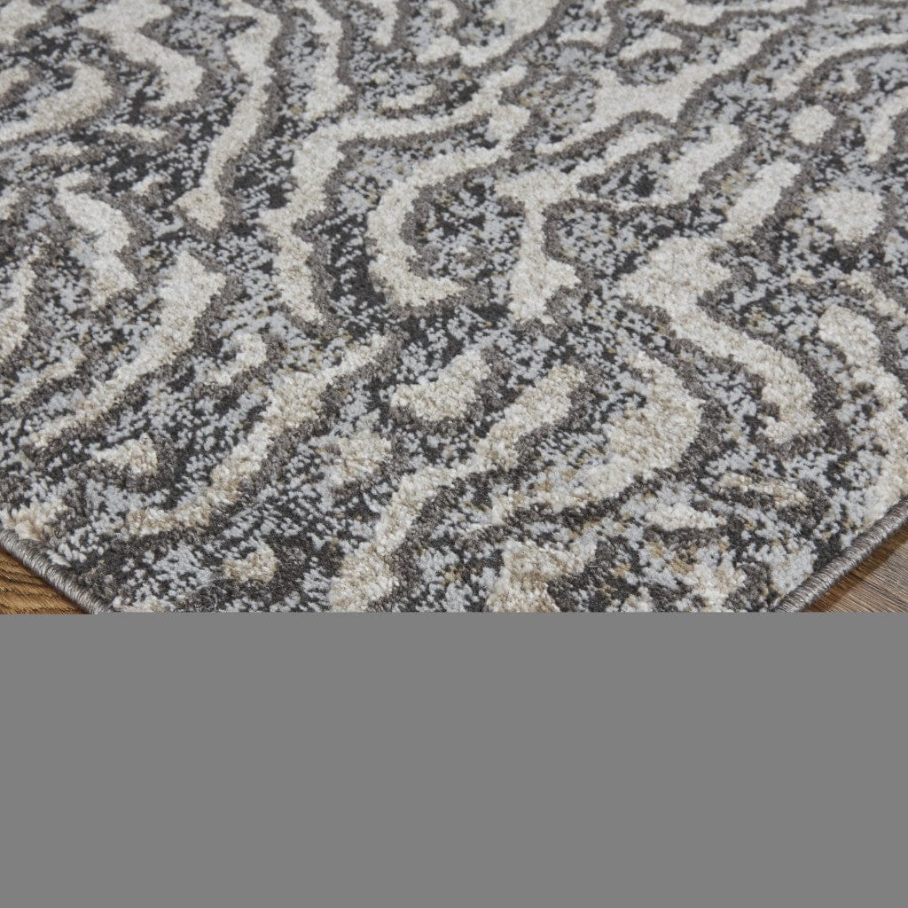 2' X 3' Gray Taupe And Ivory Abstract Power Loom Stain Resistant Area Rug