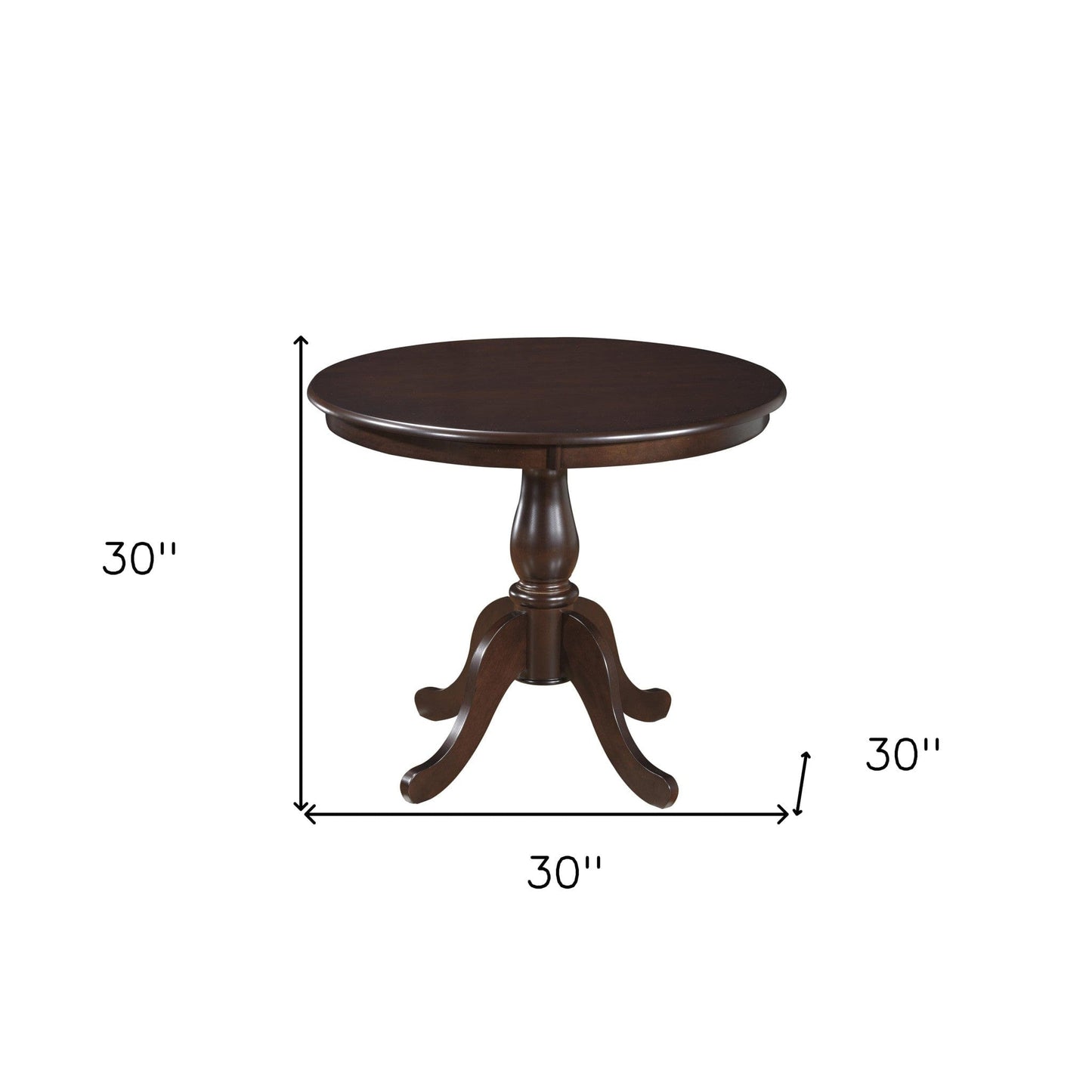 36" Espresso Brown Round Turned Pedestal Base Wood Dining Table