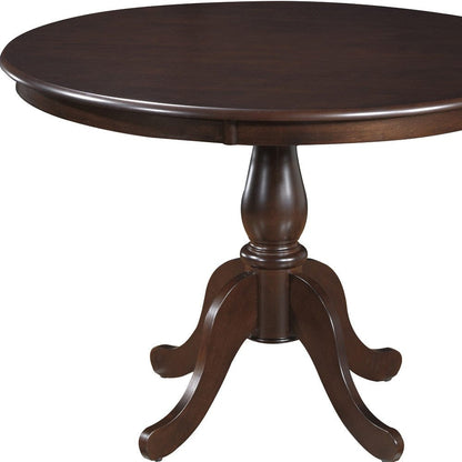 42" Espresso Brown Round Turned Pedestal Base Wood Dining Table