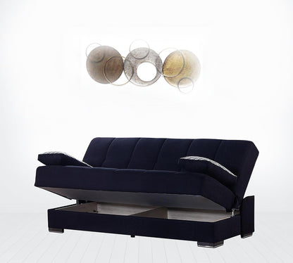 42" Black Chenille And Brown Convertible Futon Sleeper Sofa With Toss Pillows