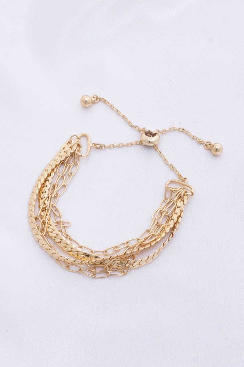 Flat Snake Chain Oval Link Slide Metal Bracelet