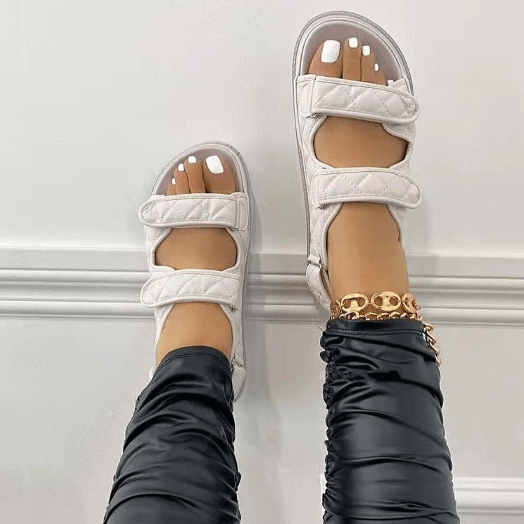 ashion Solid Color Soft-Soled Velcro Sandals