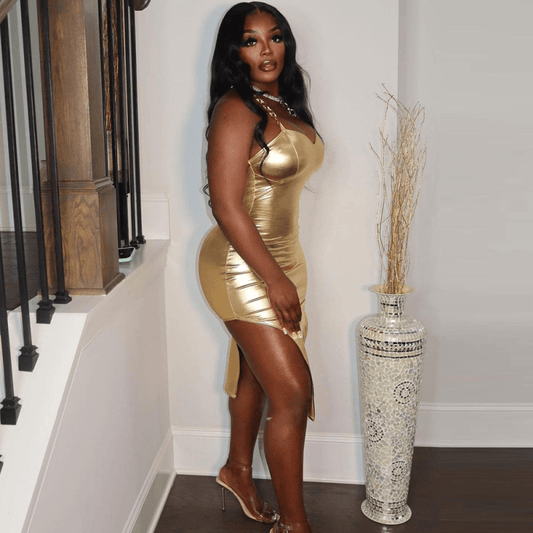 Slim Solid Color Suspenders Dress