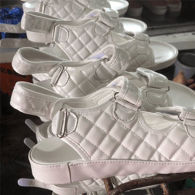 ashion Solid Color Soft-Soled Velcro Sandals