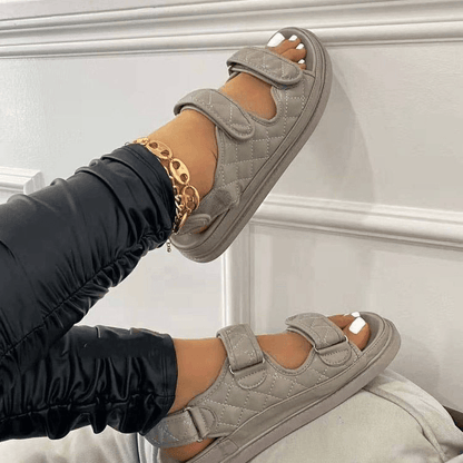 ashion Solid Color Soft-Soled Velcro Sandals