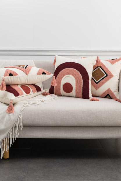 4 Styles Geometric Graphic Tassel Pillow Cover