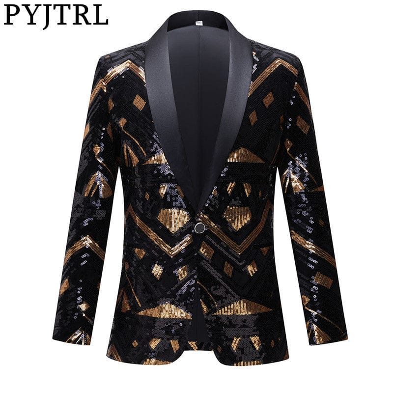 Sequined Single-Breasted Button Slim Suit